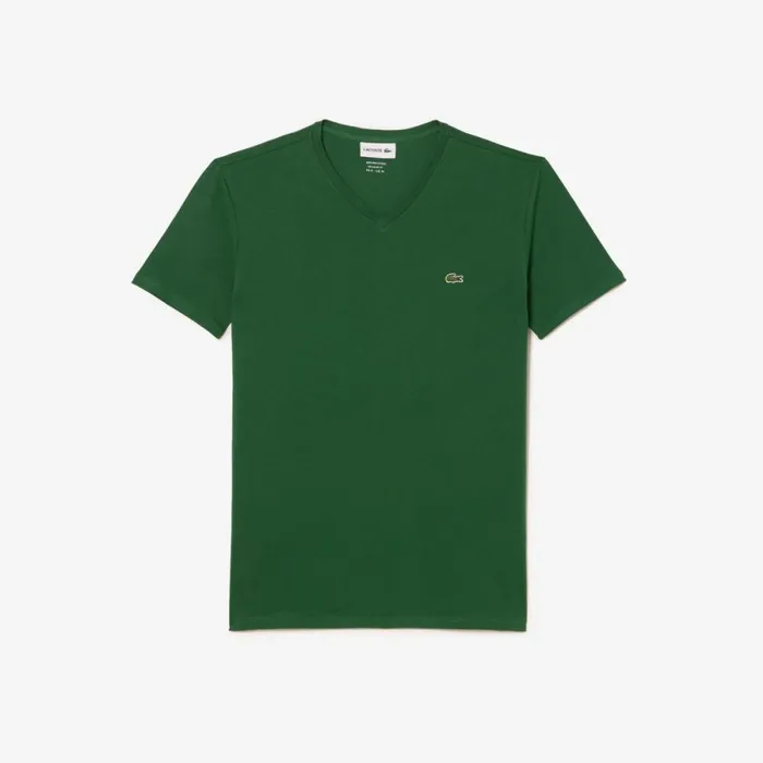 TShirts Men Lacoste Men039s VNeck Pima Cotton Jersey TShirt Pine Green 132