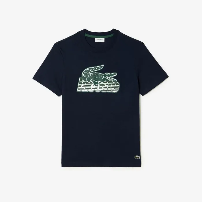 TShirts Men Lacoste Mens Cotton Jersey Print TShirt Navy Blue 166