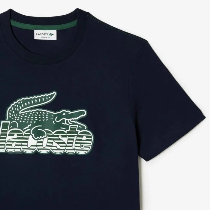 TShirts Men Lacoste Mens Cotton Jersey Print TShirt Navy Blue 166