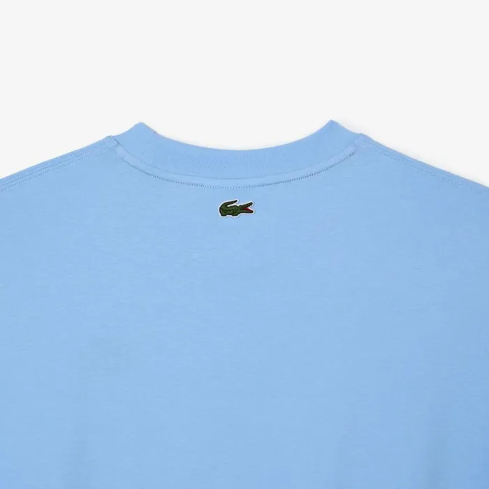 TShirts Men Lacoste Mens Loose Fit Crocodile Print Crew Neck TShirt Pastel Blue Hbp