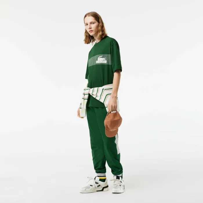 TShirts Men Lacoste Mens Oversize Fit Tennis Print TShirt Pine Green 132