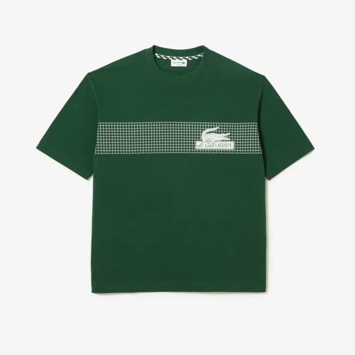 TShirts Men Lacoste Mens Oversize Fit Tennis Print TShirt Pine Green 132