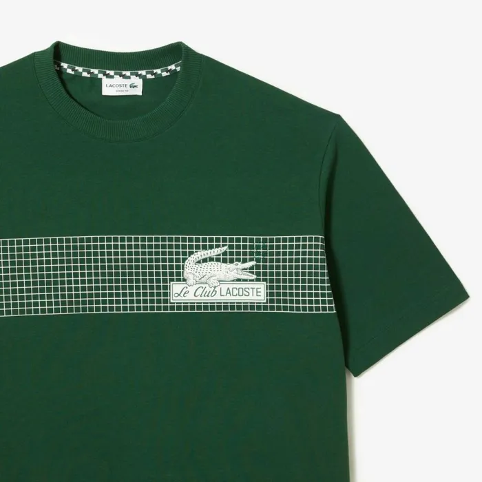 TShirts Men Lacoste Mens Oversize Fit Tennis Print TShirt Pine Green 132