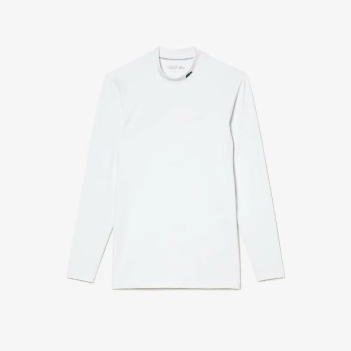TShirts Men Lacoste Mens SPORT Long Sleeve Tight Fit TShirt White 001