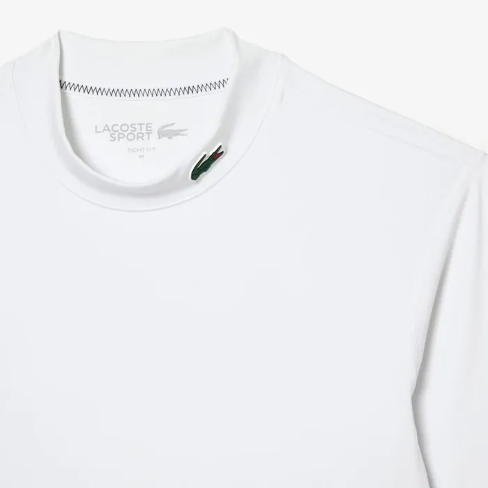TShirts Men Lacoste Mens SPORT Long Sleeve Tight Fit TShirt White 001