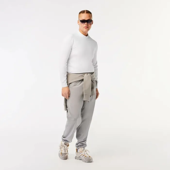 TShirts Men Lacoste Mens SPORT Long Sleeve Tight Fit TShirt White 001