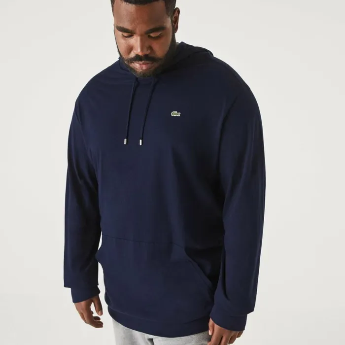TShirts Men Lacoste Mens Tall Fit Hooded TShirt Navy Blue 166