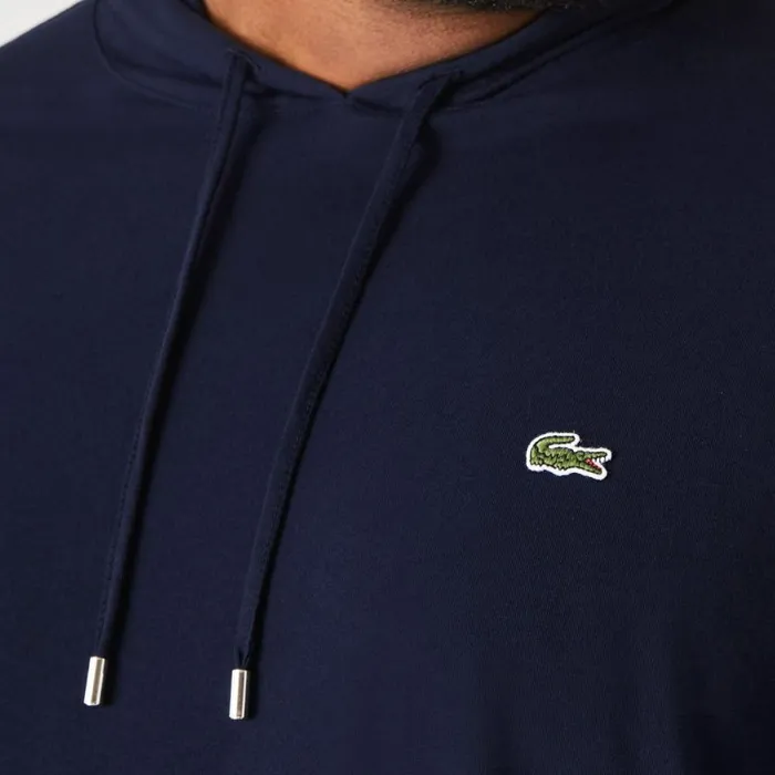 TShirts Men Lacoste Mens Tall Fit Hooded TShirt Navy Blue 166