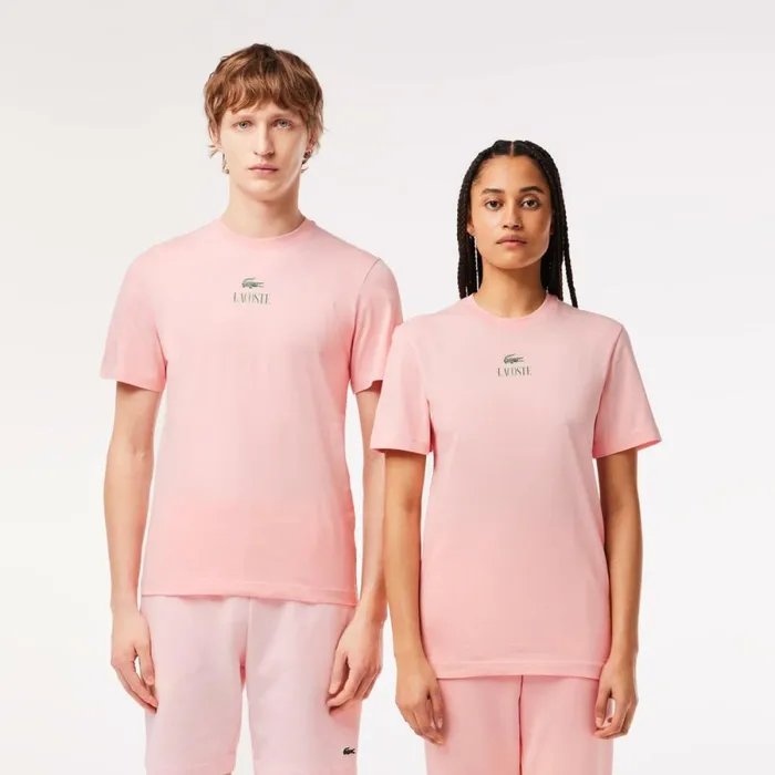 TShirts Men Lacoste Unisex Regular Fit Cotton Jersey Branded TShirt Waterlily Pink Kf9