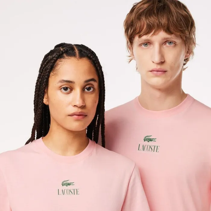 TShirts Men Lacoste Unisex Regular Fit Cotton Jersey Branded TShirt Waterlily Pink Kf9