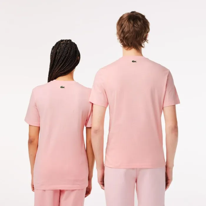 TShirts Men Lacoste Unisex Regular Fit Cotton Jersey Branded TShirt Waterlily Pink Kf9