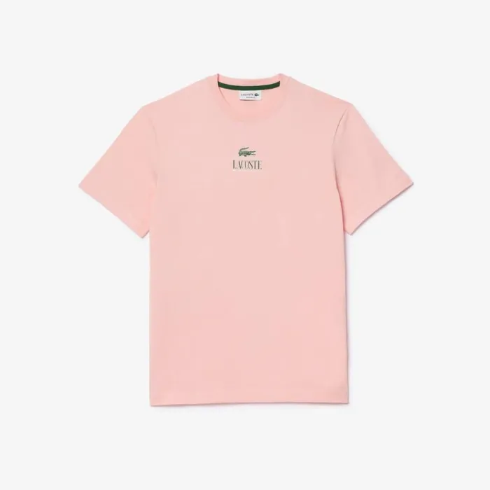 TShirts Men Lacoste Unisex Regular Fit Cotton Jersey Branded TShirt Waterlily Pink Kf9