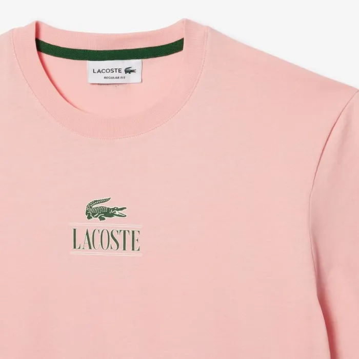 TShirts Men Lacoste Unisex Regular Fit Cotton Jersey Branded TShirt Waterlily Pink Kf9