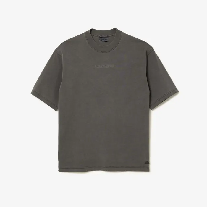 TShirts MenWomen Lacoste Unisex Loose Fit Cotton Jersey TShirt Grey S0i