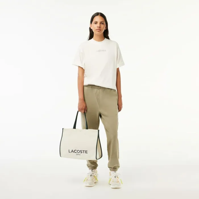 TShirts MenWomen Lacoste Unisex Loose Fit Cotton Jersey TShirt White S2i