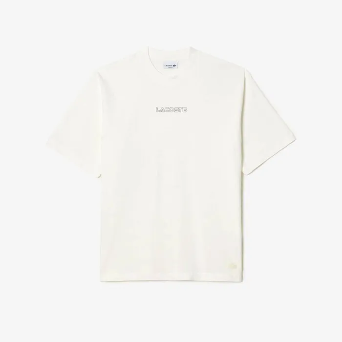 TShirts MenWomen Lacoste Unisex Loose Fit Cotton Jersey TShirt White S2i