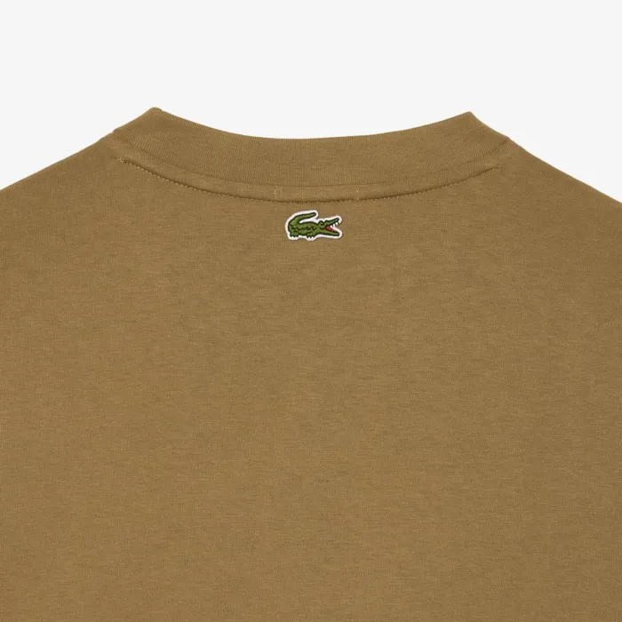 TShirts MenWomen Lacoste Unisex Loose Fit Large Croc Organic Heavy Cotton TShirt Brown Six