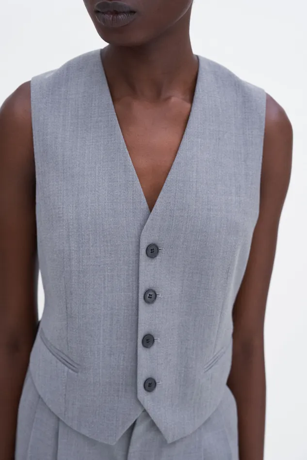 Tailored Vest Grey Melange Tailoring filippak Women Tailored Vest Grey Melange Tailoring filippak Women