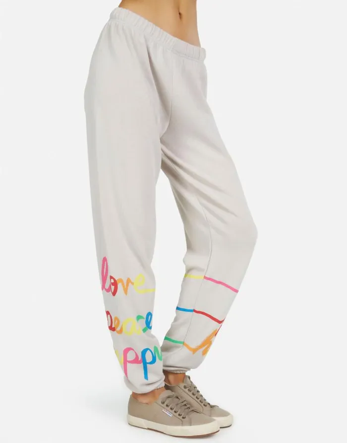 Tanzy Love Peace Happiness Cloud Women Lauren Moshi Long Sweatpants