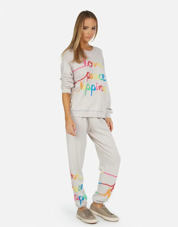 Tanzy Love Peace Happiness Cloud Women Lauren Moshi Long Sweatpants