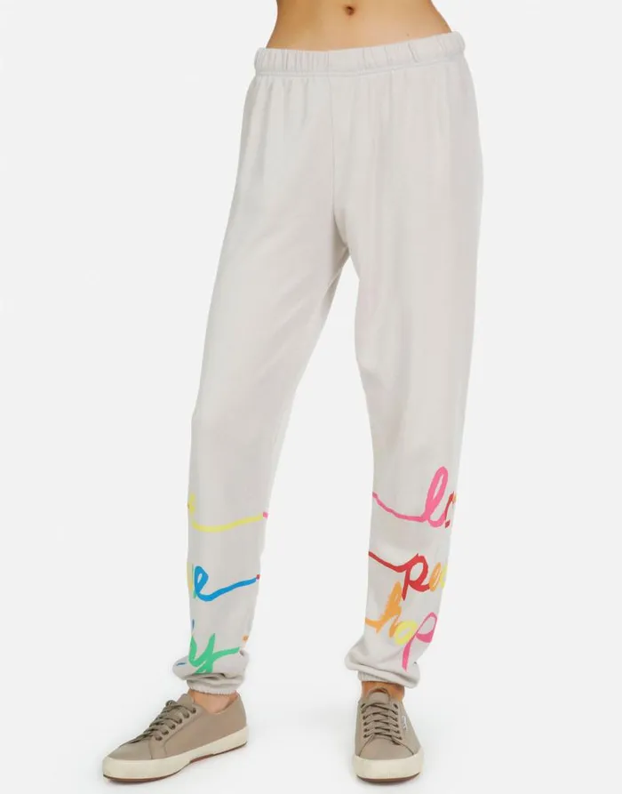 Tanzy Love Peace Happiness Cloud Women Lauren Moshi Long Sweatpants