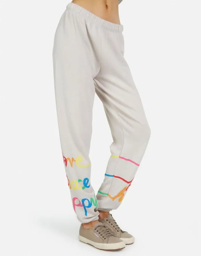 Tanzy Love Peace Happiness Cloud Women Lauren Moshi Long Sweatpants