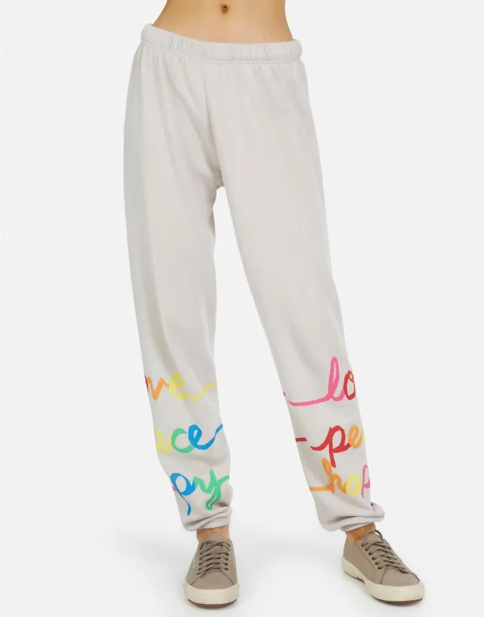 Tanzy Love Peace Happiness Cloud Women Lauren Moshi Long Sweatpants