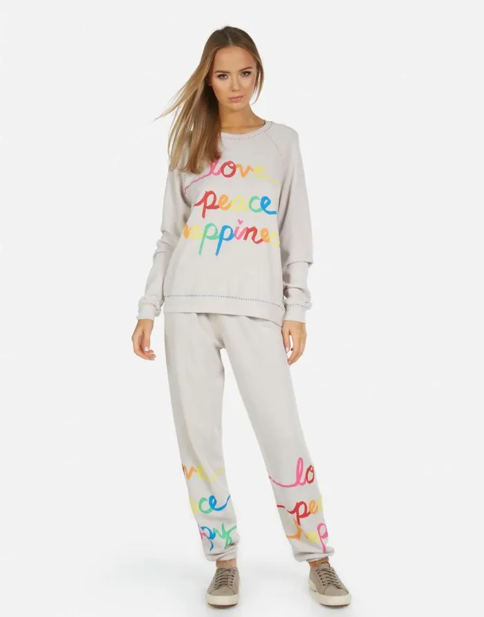 Tanzy Love Peace Happiness Cloud Women Lauren Moshi Long Sweatpants