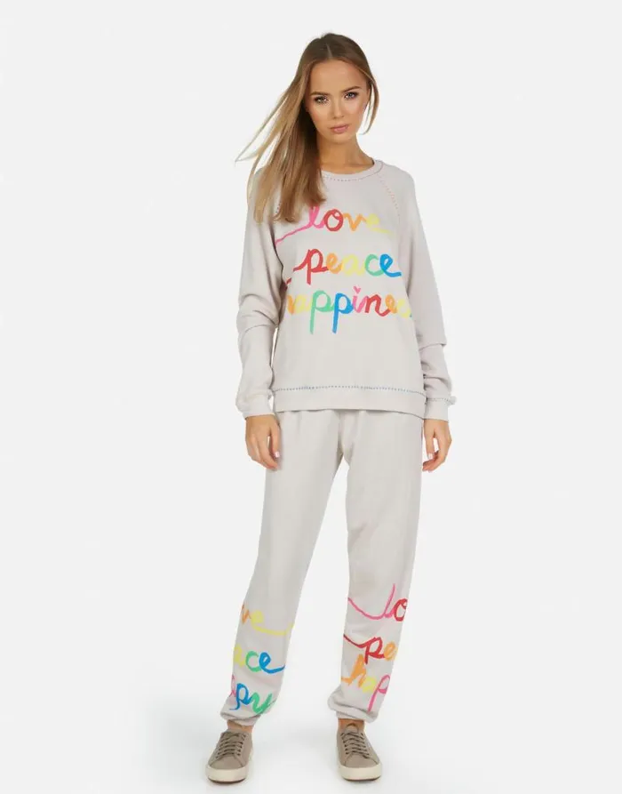 Tanzy Love Peace Happiness Cloud Women Lauren Moshi Long Sweatpants