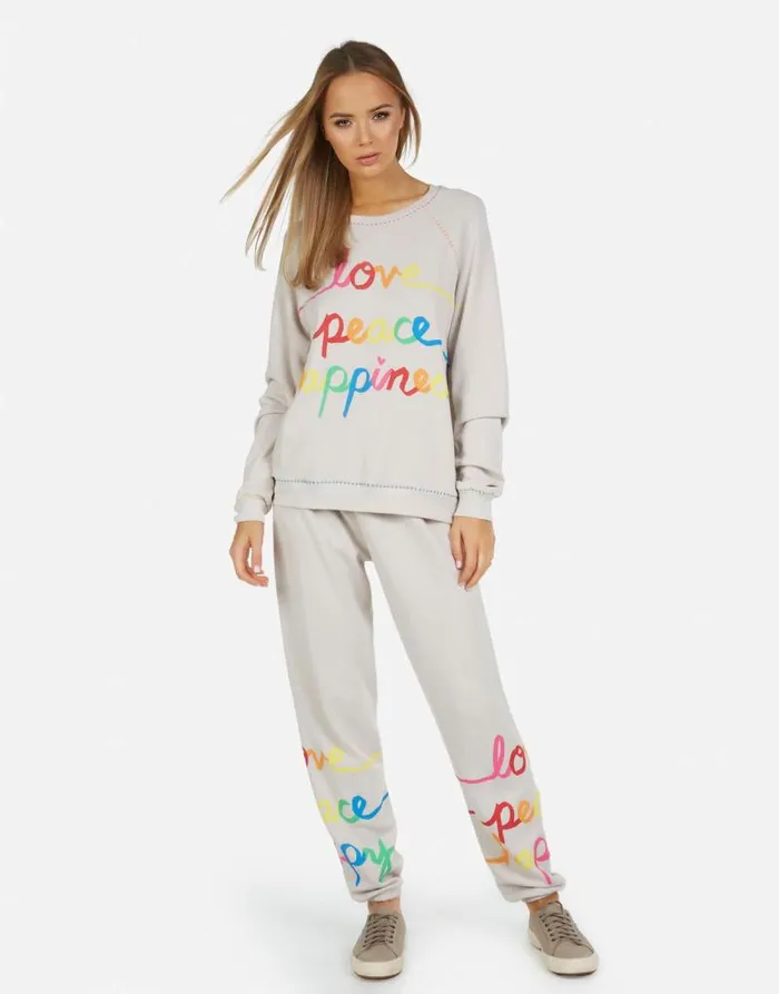 Tanzy Love Peace Happiness Cloud Women Lauren Moshi Long Sweatpants