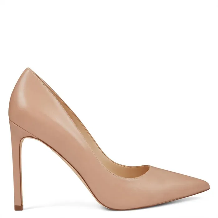 Tatiana Pointy Toe Pumps Barely Nude Leather Women Nine West Heels
