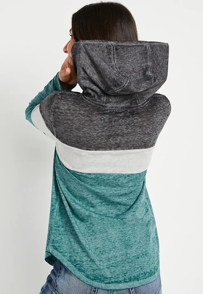 Teal Colorblock Hoodie Women Maurices Tops
