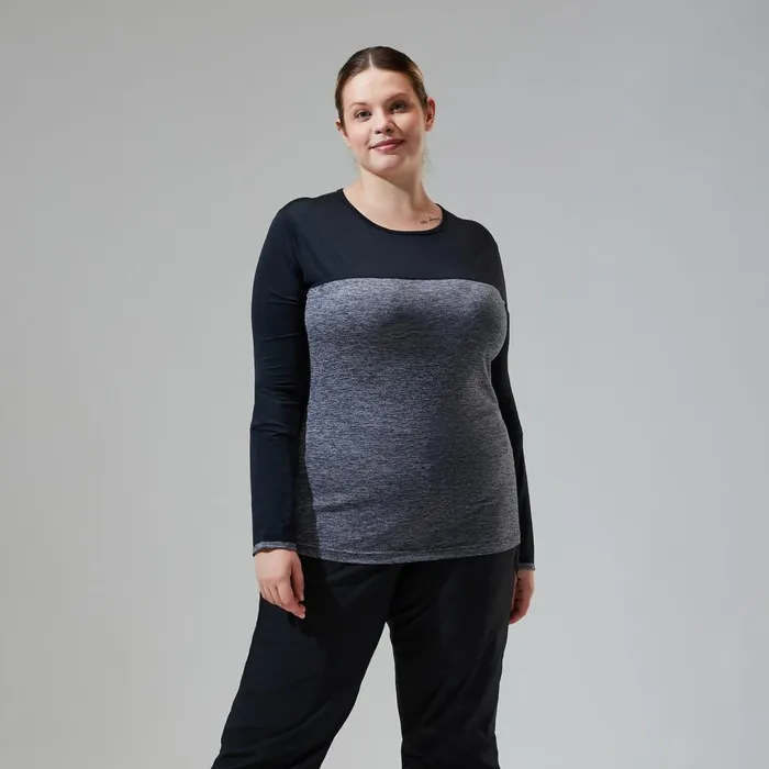 Technical Baselayers Women Berghaus Voyager Tech Tee Long Sleeve Crew 8211 Dark GreyBlack