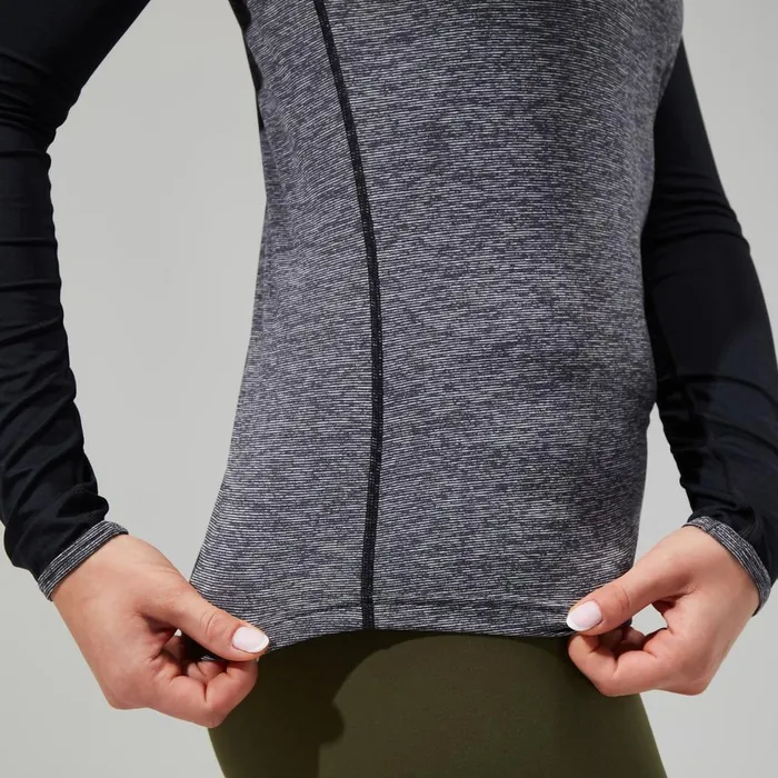 Technical Baselayers Women Berghaus Voyager Tech Tee Long Sleeve Crew 8211 Dark GreyBlack