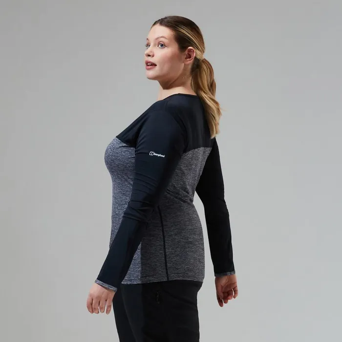 Technical Baselayers Women Berghaus Voyager Tech Tee Long Sleeve Crew 8211 Dark GreyBlack