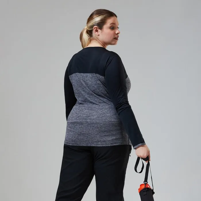 Technical Baselayers Women Berghaus Voyager Tech Tee Long Sleeve Crew 8211 Dark GreyBlack