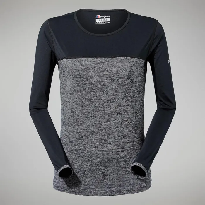 Technical Baselayers Women Berghaus Voyager Tech Tee Long Sleeve Crew 8211 Dark GreyBlack