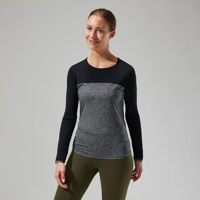 Technical Baselayers Women Berghaus Voyager Tech Tee Long Sleeve Crew 8211 Dark GreyBlack