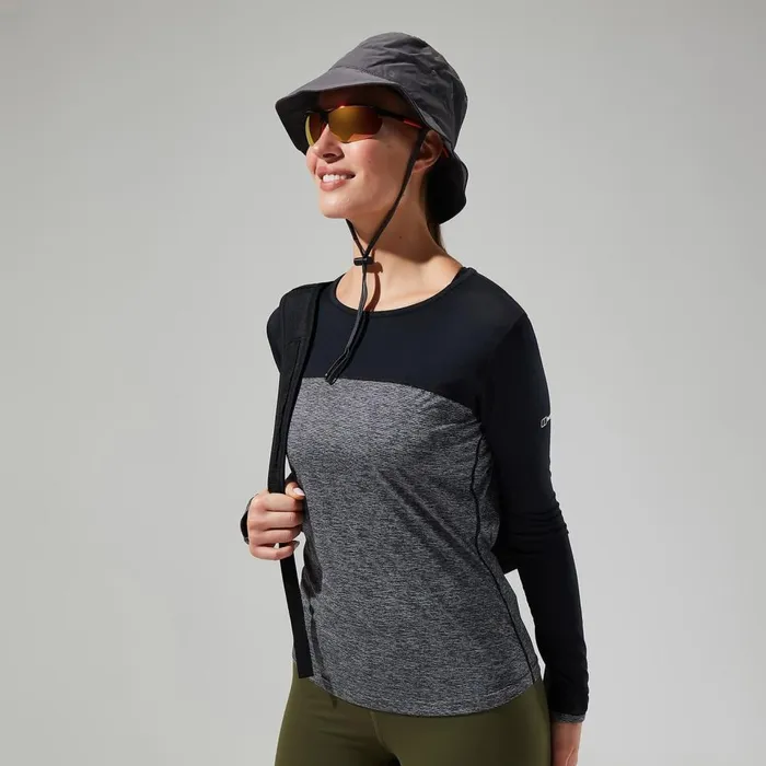 Technical Baselayers Women Berghaus Voyager Tech Tee Long Sleeve Crew 8211 Dark GreyBlack