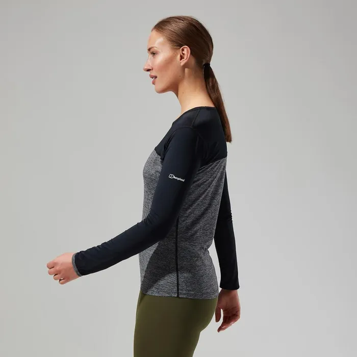 Technical Baselayers Women Berghaus Voyager Tech Tee Long Sleeve Crew 8211 Dark GreyBlack