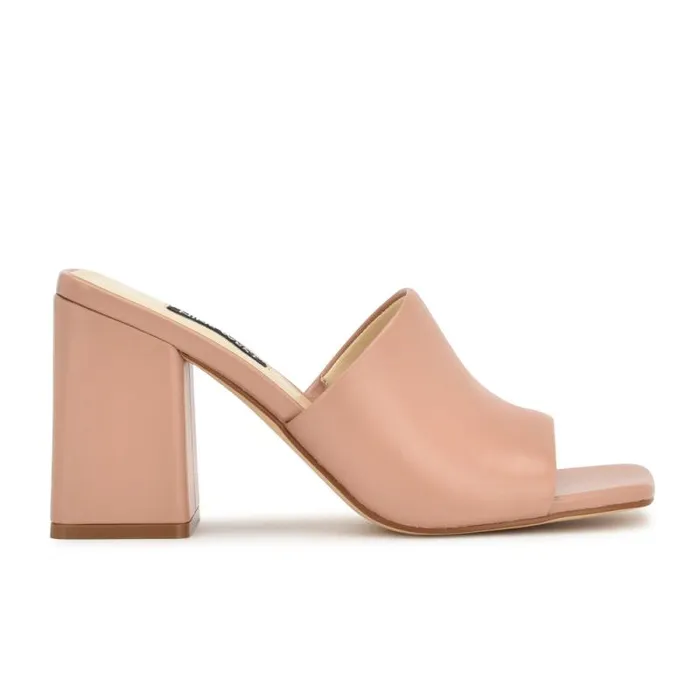 Teice Heeled Slide Sandals Nude Women Nine West Heels