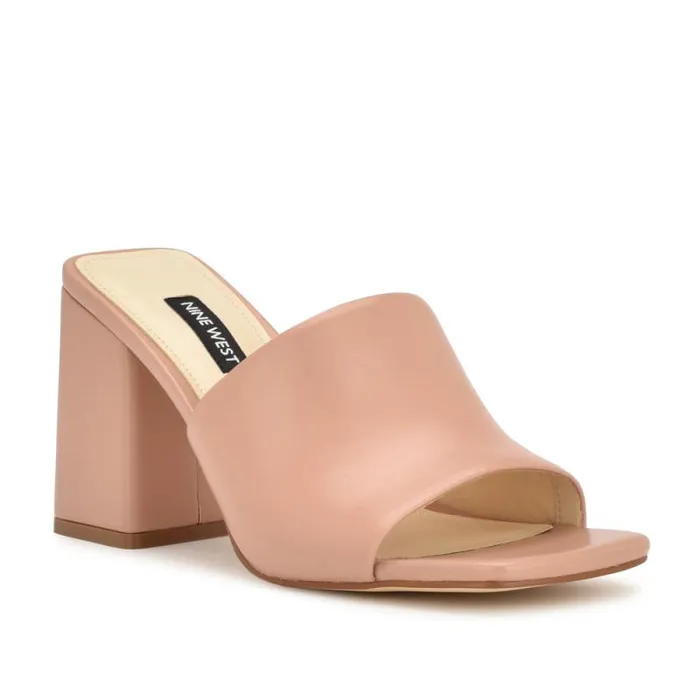 Teice Heeled Slide Sandals Nude Women Nine West Heels Teice Heeled Slide Sandals Nude Women Nine West Heels