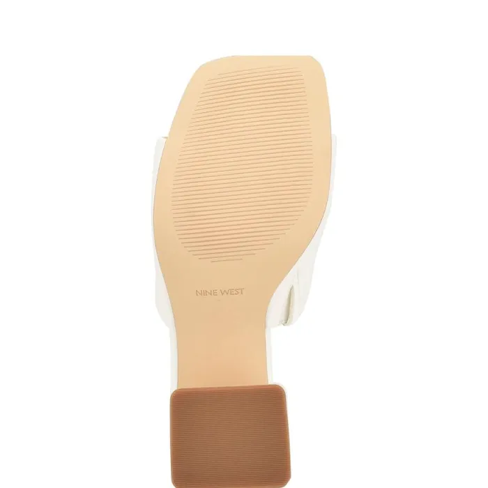 Teice Heeled Slide Sandals White Women Nine West Heels Teice Heeled Slide Sandals White Women Nine West Heels