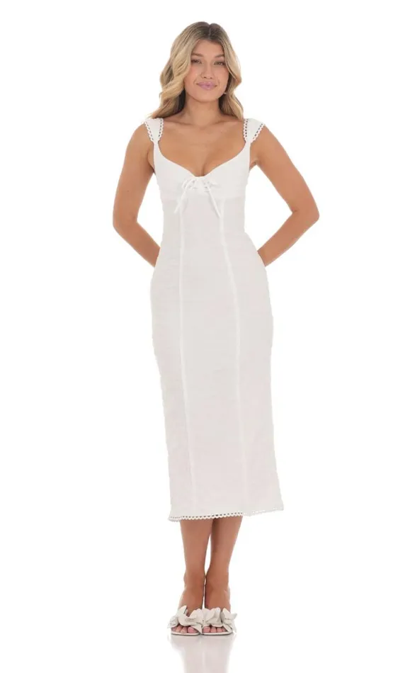 Textured Floral Midi Dress White Women LUCY IN THE SKY Midi Dresses