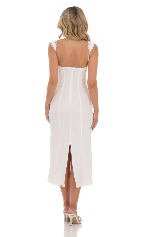 Textured Floral Midi Dress White Women LUCY IN THE SKY Midi Dresses Textured Floral Midi Dress White Women LUCY IN THE SKY Midi Dresses