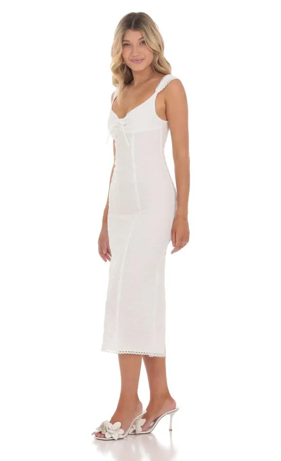 Textured Floral Midi Dress White Women LUCY IN THE SKY Midi Dresses Textured Floral Midi Dress White Women LUCY IN THE SKY Midi Dresses