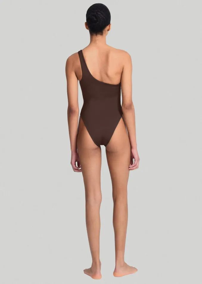 The Frankie Shop Aexae One Shoulder One Piece 8211 Brown Shop Swimwear
