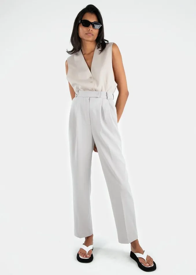 The Frankie Shop Bea Pleated Suit Pants 8211 Grey Shop Bottoms