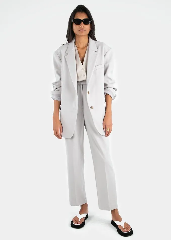 The Frankie Shop Bea Pleated Suit Pants 8211 Grey Shop Bottoms