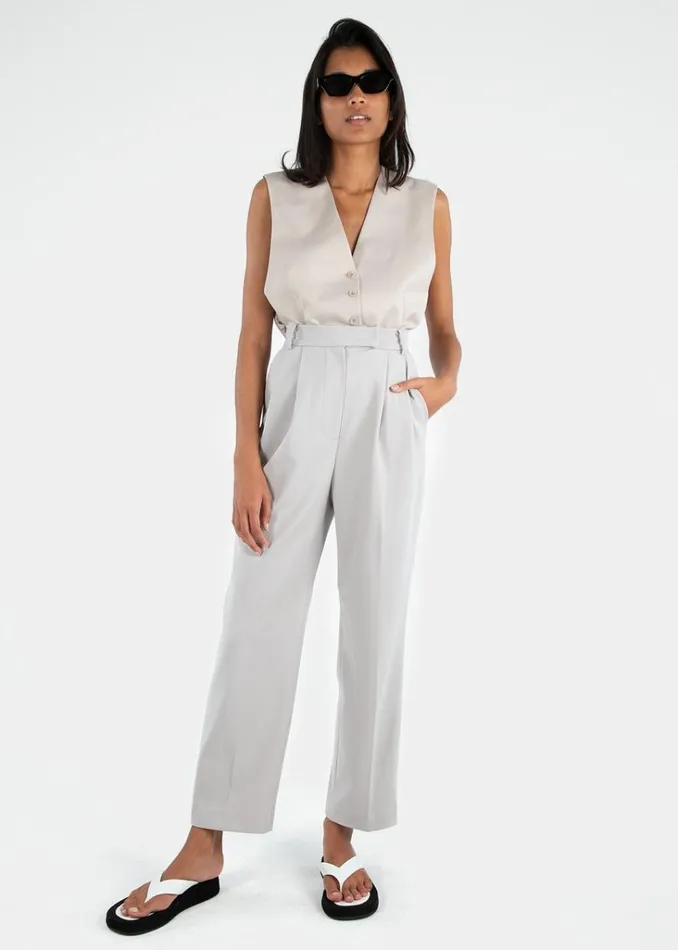 The Frankie Shop Bea Pleated Suit Pants 8211 Grey Shop Bottoms